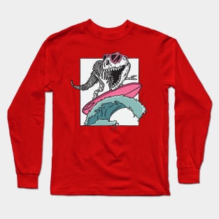 Skeleton of T-Rex Surfing Long Sleeve T-Shirt